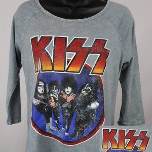 KISS Shirt Women's Medium Grey Long Sleeve Shirt G